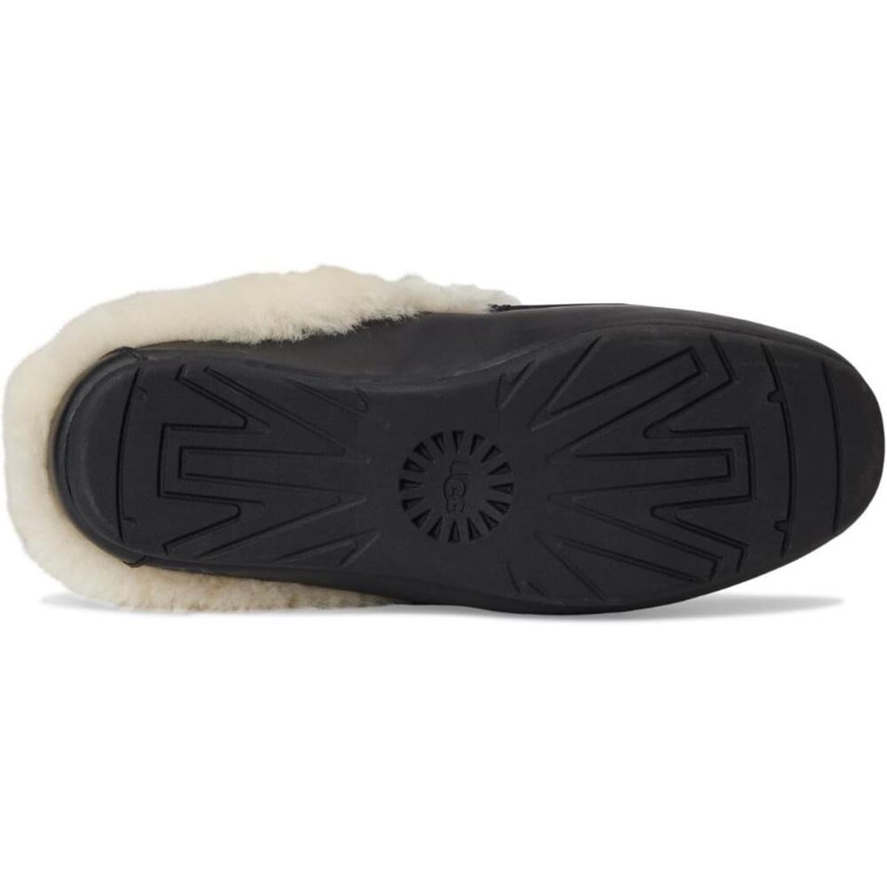 UGG Women's Ansley Mule Leather, Black, Sheepskin collar Fur, Size 6 - Picture 3 of 7